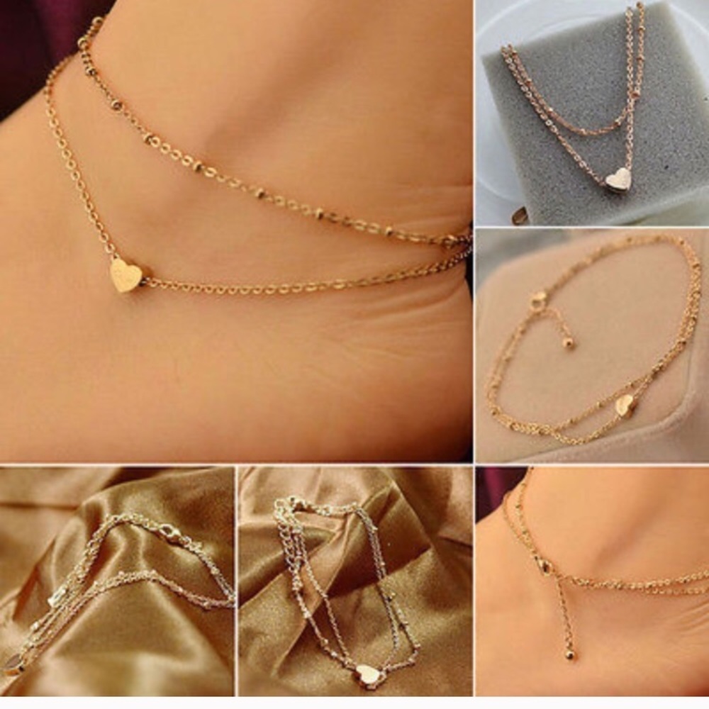 Gold Color Heart Leg Chain - Picture 2 of 4